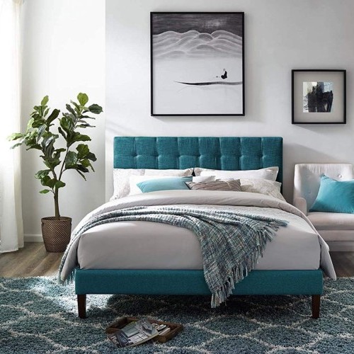 Bed with unique headboard